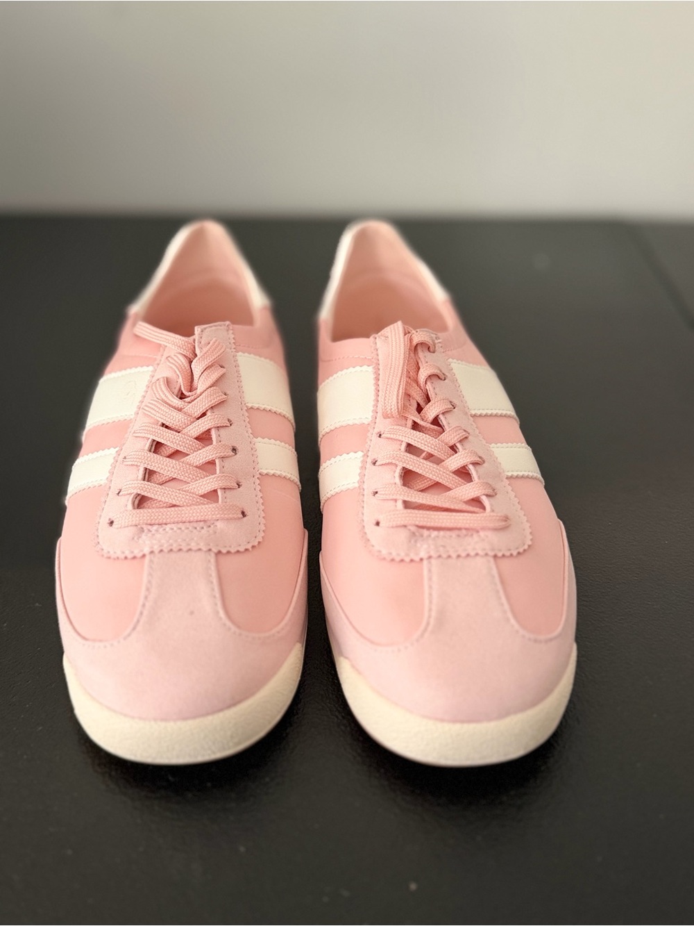 Madden Girl Pink Lace-Up Sneakers with White Stripes